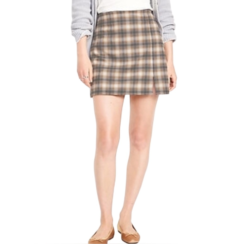 Plaid Soft Twill Mini Pencil Skirt